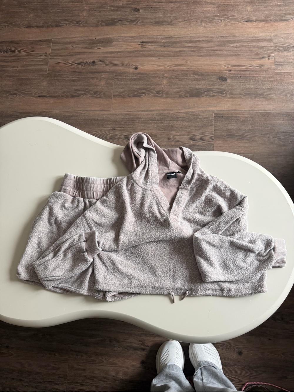 Mono B Taupe Hooded Fleece Lounge Set